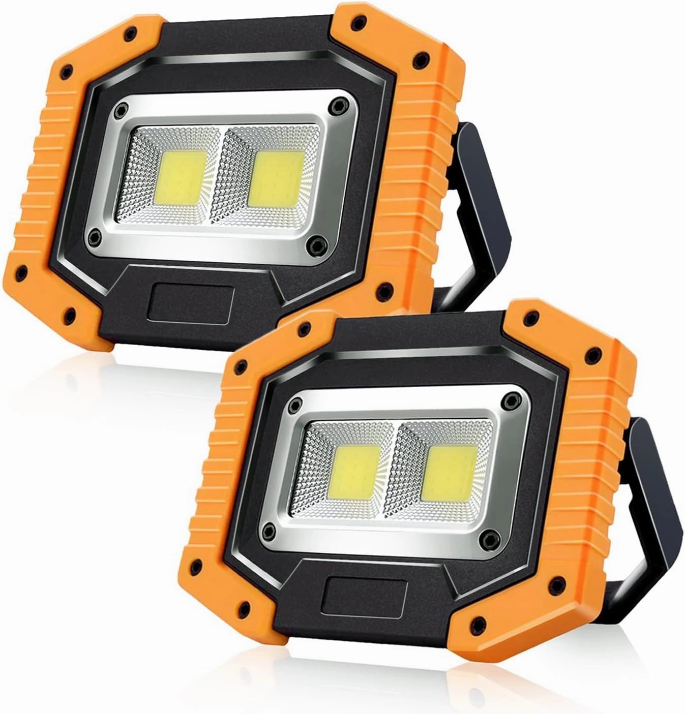 Rechargeable Work Light,FOSFIS 30W 1500 Lumens Ultra Bright Portable LED Work Lights with Stand Battery Operated Flood Light for Garage Outdoor Camping Emergency and Work Site Lighting (Yellow/2Pack)