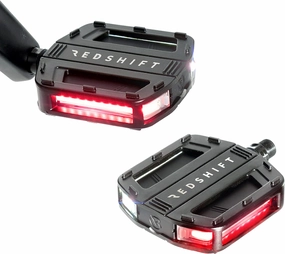 REDSHIFT ARCLIGHT Bicycle Pedals with LED Lights, Auto On-Off, 36  hr Battery, USB Rechargeable, Waterproof, Flat Aluminum Bike Pedal with 9/16in Steel Spindle, for Ebike, City, Commuter, Hybrid, Road