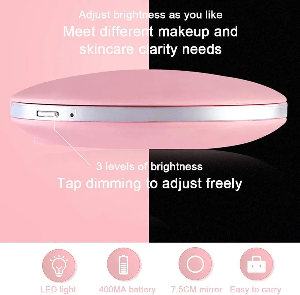 REDSHORE Portable LED Makeup Mirror,Smart Rechargeable USB Light Beauty Mirror,Cosmetic Mirrors for Home Tabletop Bathroom Shower Travel Girl (Black)