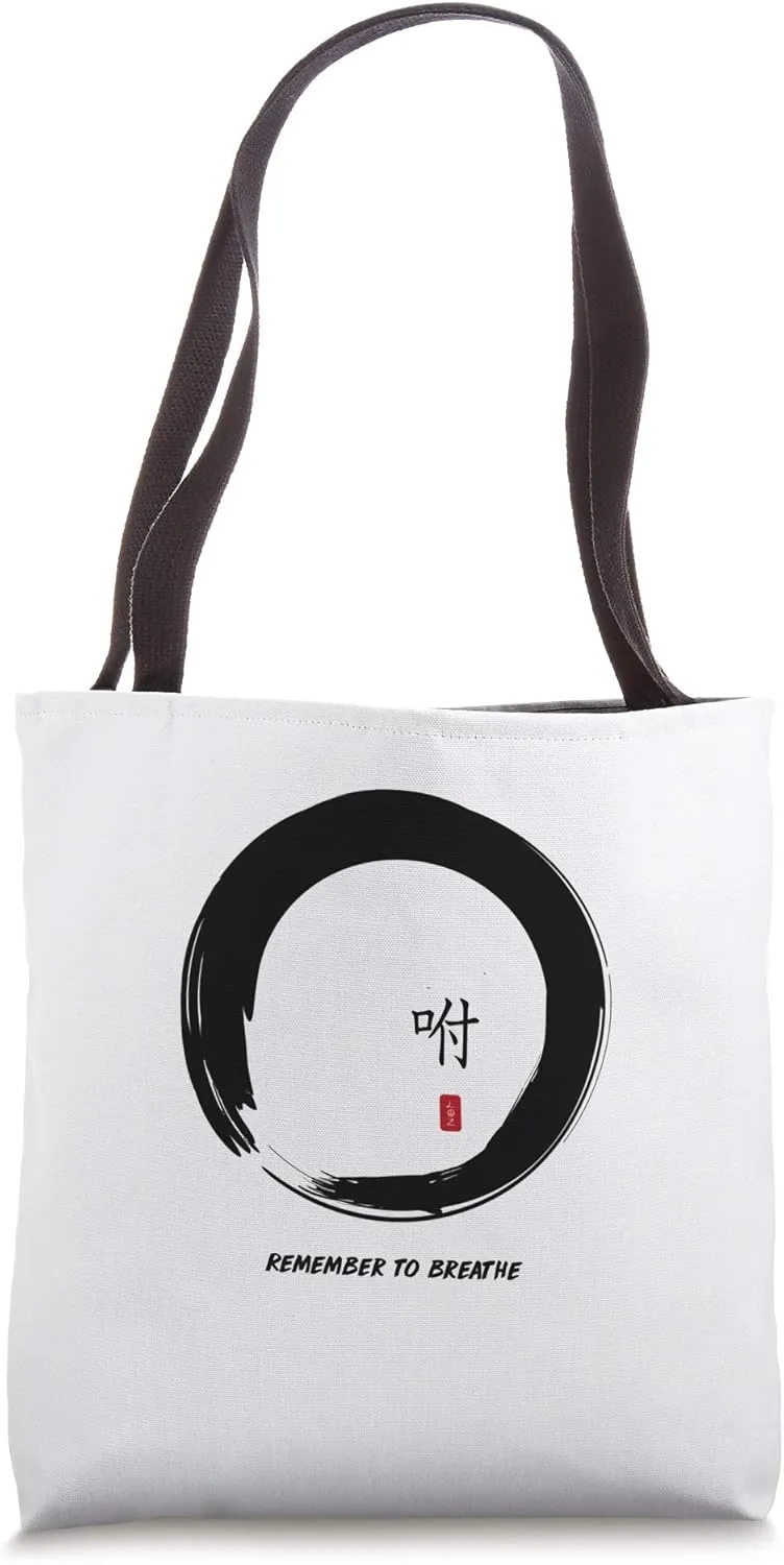 Remember To Breathe, Zen Enso, Zen Symbol Tote Bag