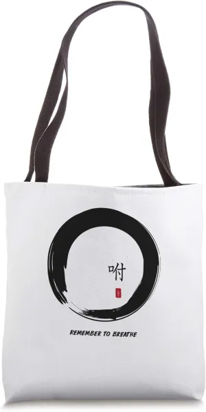 Remember To Breathe, Zen Enso, Zen Symbol Tote Bag