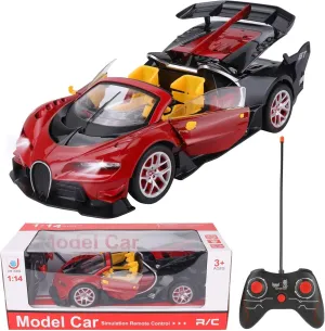 Remote Control Cars RC 1 to 14 Scales Racer Vehicle with LED Headlights and Automatic Open Doors