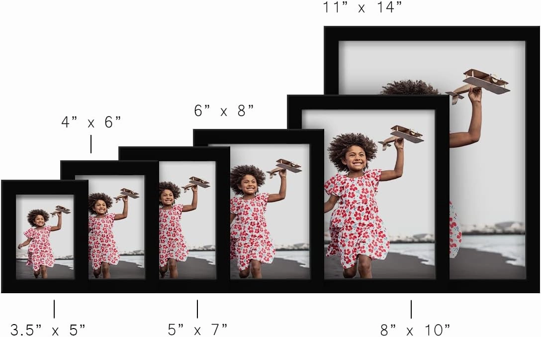 Renditions Gallery Photo Frames 3.5x5 inch Picture Frame Set of 4 High-end Modern Style, Made of Solid Wood and High Definition Glass Ready for Wall and Tabletop Photo Display, Black Frame (3.5"x5")