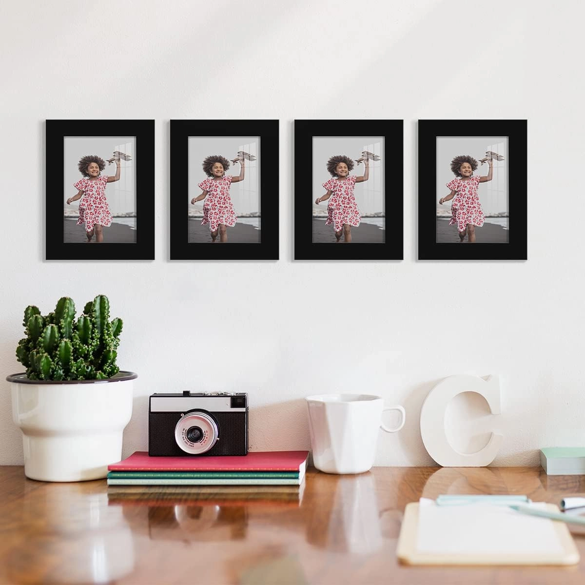 Renditions Gallery Photo Frames 3.5x5 inch Picture Frame Set of 4 High-end Modern Style, Made of Solid Wood and High Definition Glass Ready for Wall and Tabletop Photo Display, Black Frame (3.5"x5")