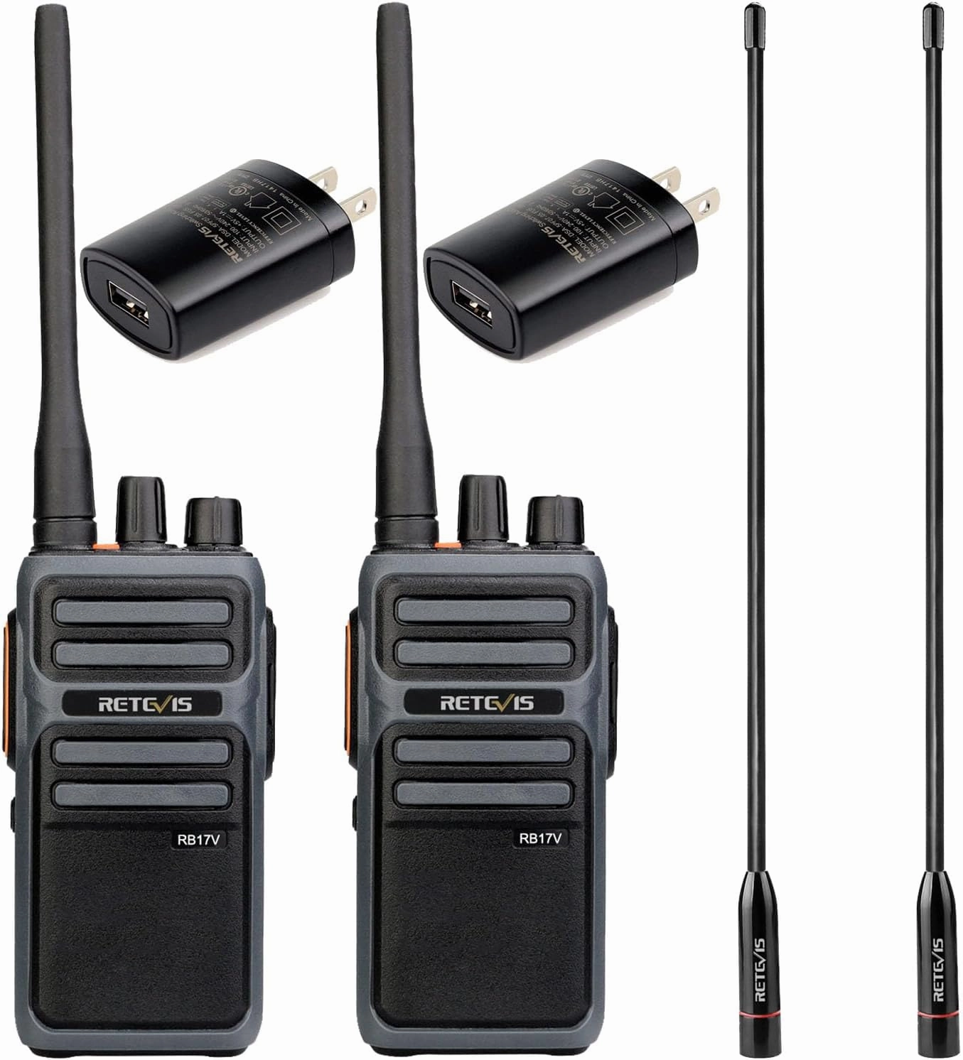 Retevis RB17V MURS Radios, Hunting Walkie Talkies Long Range,4400mAh Rechargeable Battery,SOS Alarm,2 Way Radios for Skiing Hiking Hunting(2 Pack) (with high gain Antenna)