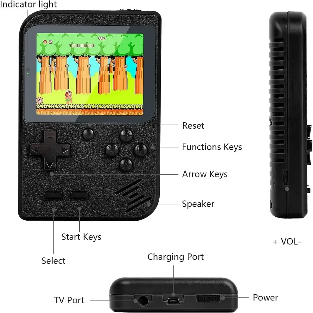 Retro Game 400 Built-in Games Portable Game: Black