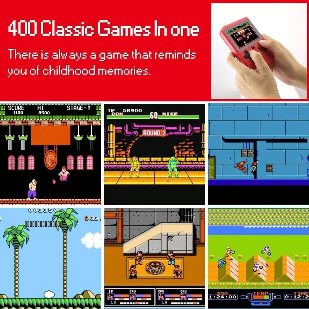 Retro Game 400 Built-in Games Portable Game: Black