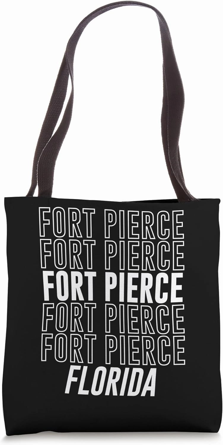 Retro Fort Pierce Florida City Stacked Repeated Text Word Tote Bag