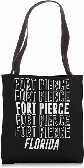 Retro Fort Pierce Florida City Stacked Repeated Text Word Tote Bag