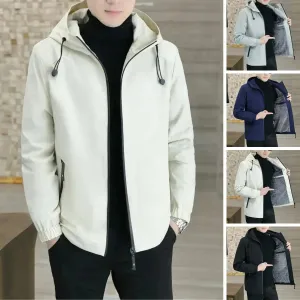 Reversible Men's Lightweight Spring Jacket with Adjustable Hood
