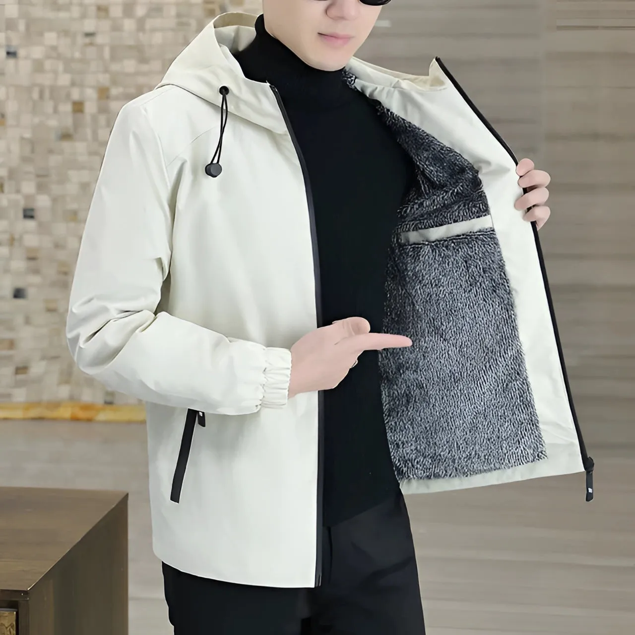 Reversible Men's Lightweight Spring Jacket with Adjustable Hood