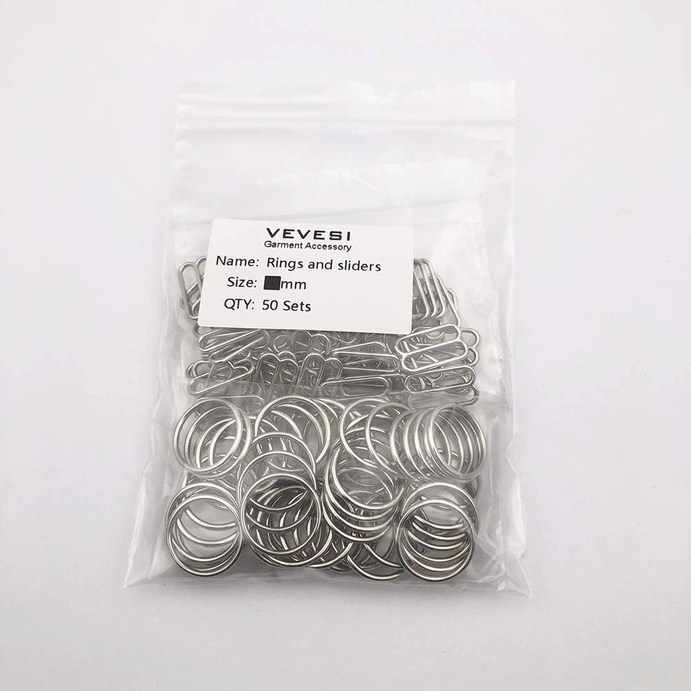 Rings and Sliders Premium Jewelry Quality Bra Making/Replacement Metal Supplies Garment DIY Accessories (Silver,12mm)
