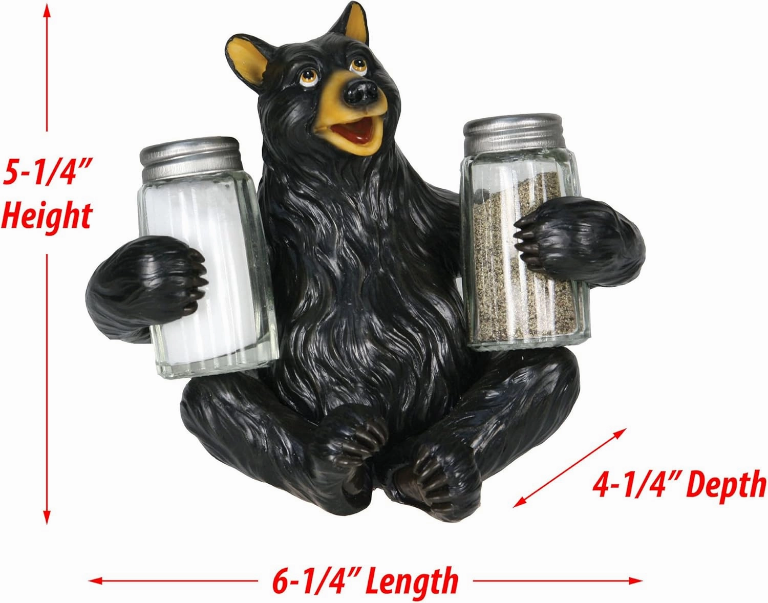 Rivers Edge Products Salt and Pepper Shakers Set, Unique Poly Resin and Glass Spice Dispenser, Novelty Kitchen Counter Décor