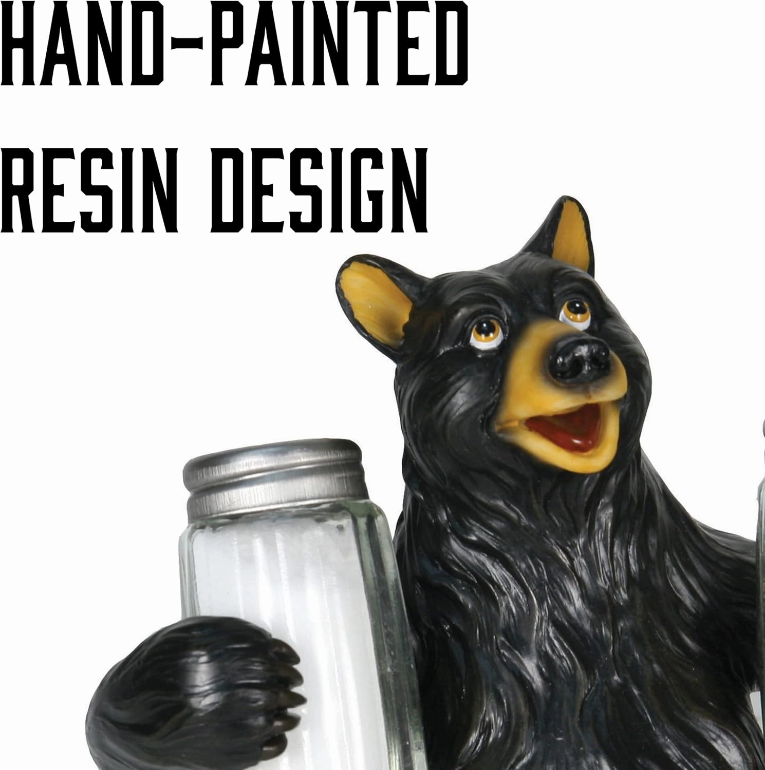 Rivers Edge Products Salt and Pepper Shakers Set, Unique Poly Resin and Glass Spice Dispenser, Novelty Kitchen Counter Décor