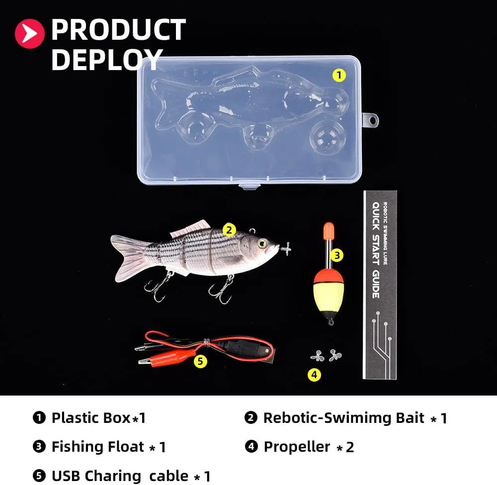 Robotic Swimming Fishing Electric Lures 5.12" USB Rechargeable LED Light Wobbler Multi Jointed Swimbaits Hard Lures Fishing Tackle