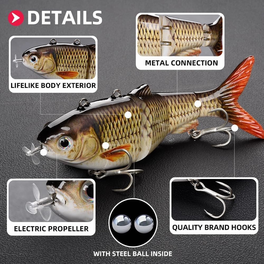 Robotic Swimming Fishing Electric Lures 5.12" USB Rechargeable LED Light Wobbler Multi Jointed Swimbaits Hard Lures Fishing Tackle