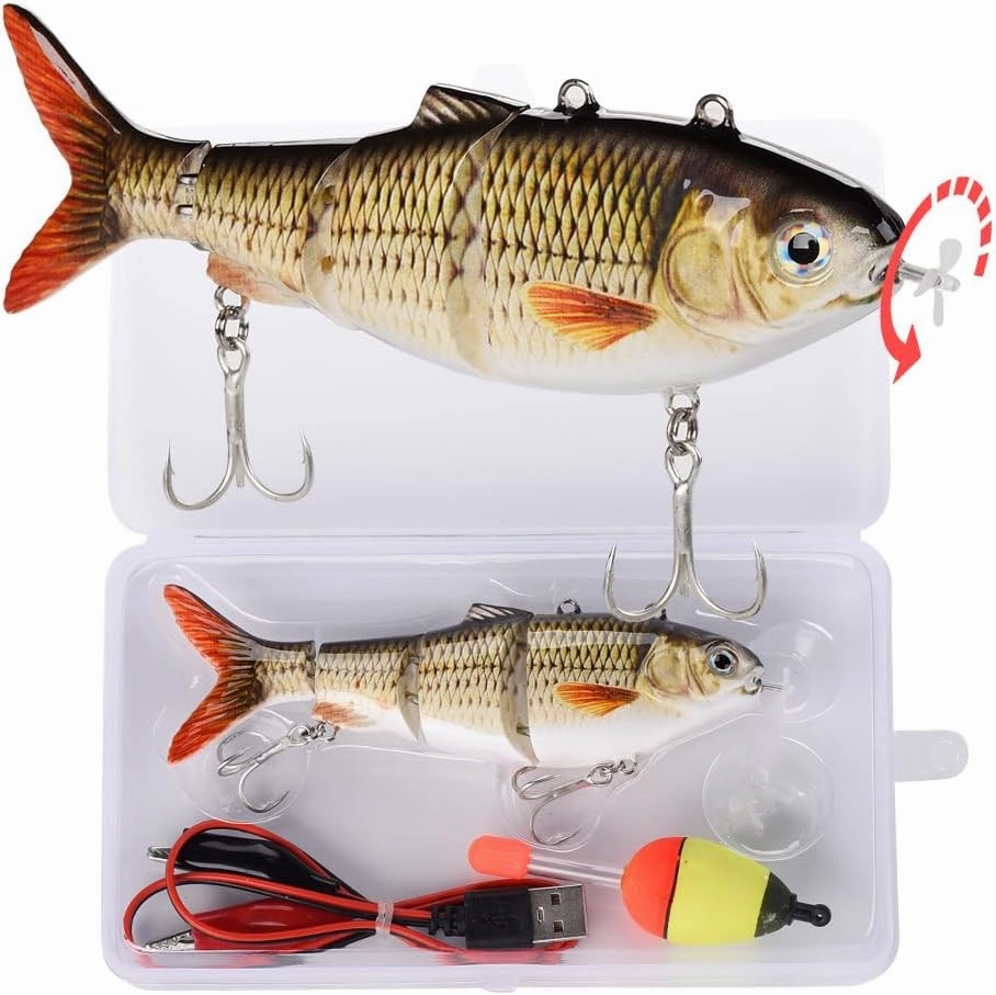 Robotic Swimming Fishing Electric Lures 5.12" USB Rechargeable LED Light Wobbler Multi Jointed Swimbaits Hard Lures Fishing Tackle