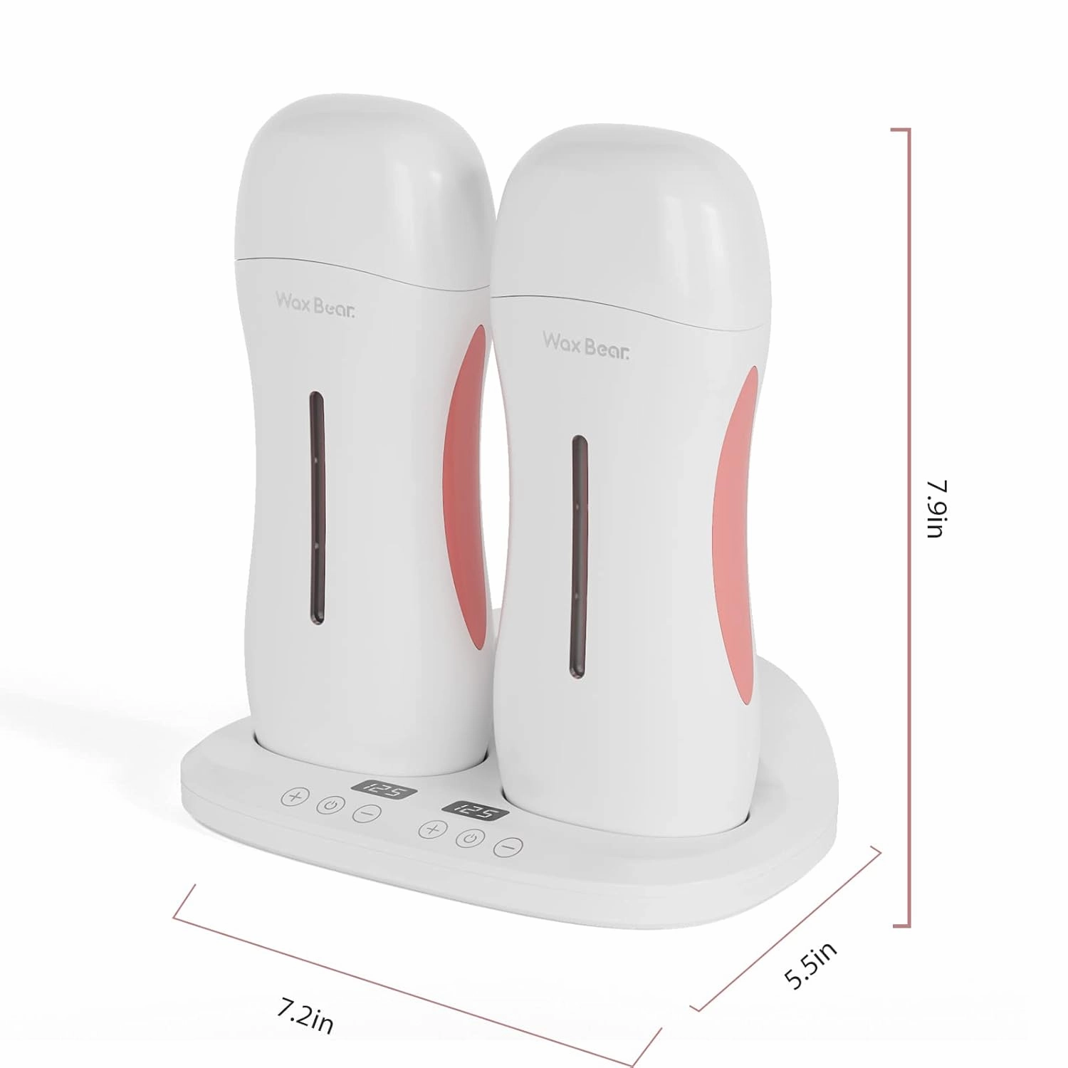 Roll On Wax Warmer with Double Roller for Soft Wax Cartridges, Magnetic Heating Base for Hair Removal at Home or Salon (White)