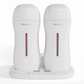 Roll On Wax Warmer with Double Roller for Soft Wax Cartridges, Magnetic Heating Base for Hair Removal at Home or Salon (White)