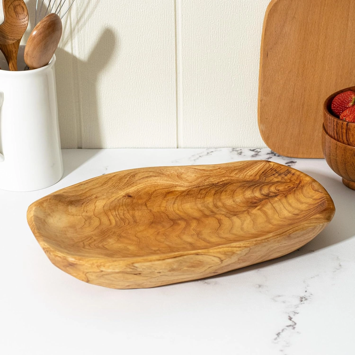 Root Wood Dish, Party Platter and Tray for Sandwich Bread Serving, appetizer display, Vintage ring dish, Hand Carved Artworks (11-12 inch)
