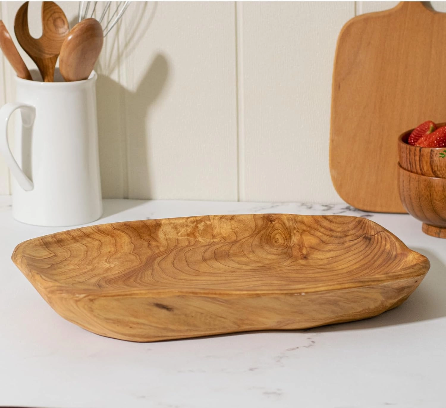 Root Wood Dish, Party Platter and Tray for Sandwich Bread Serving, appetizer display, Vintage ring dish, Hand Carved Artworks (13-15 inch)