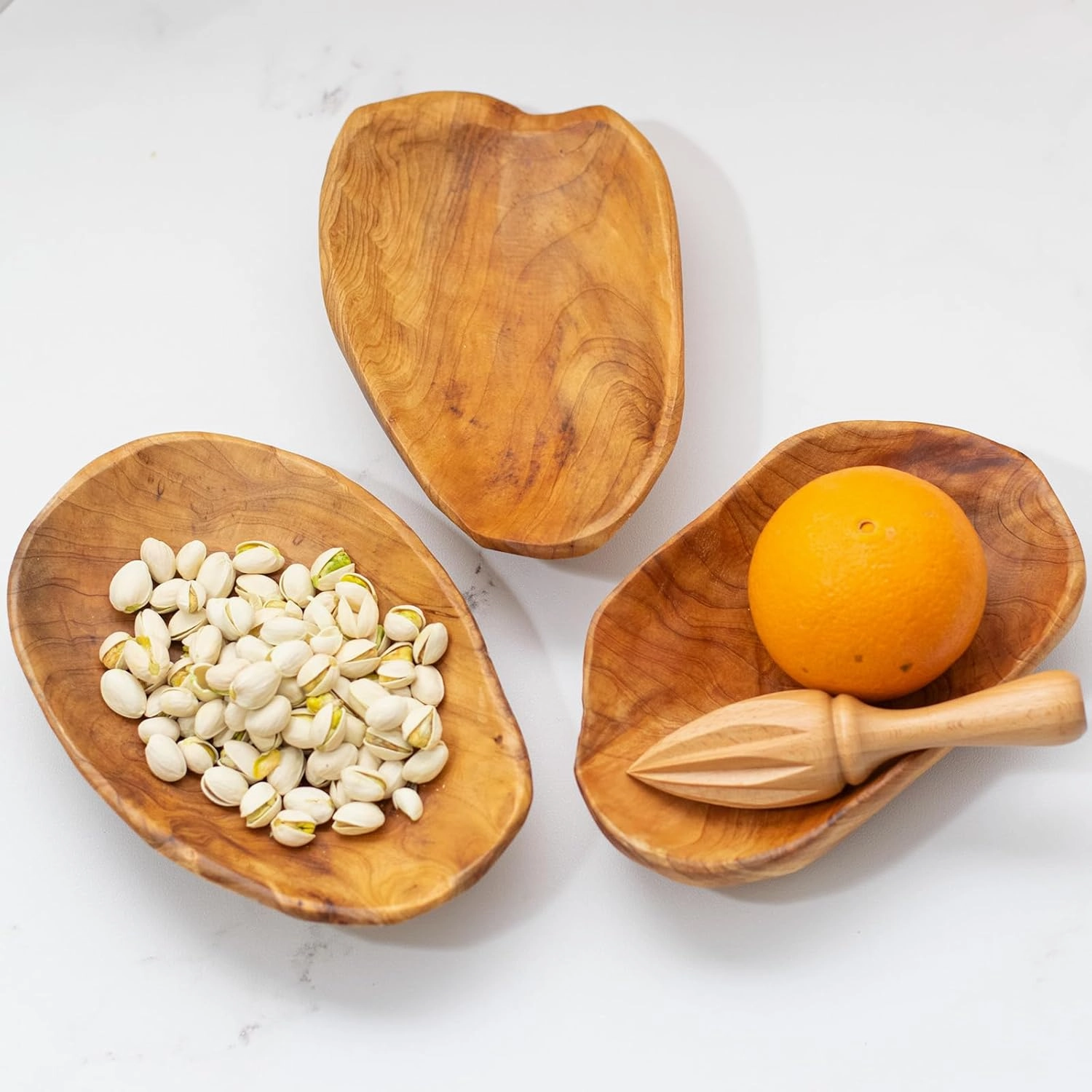 Root Wood Dish, Party Platter and Tray for Sandwich Bread Serving, Appetizer Display, Vintage Ring Dish, Hand Carved Artworks (8 inch - 10 inch)