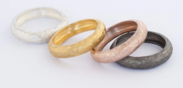 rose gold stacking ring, sterling silver stacking ring, textured pink stack ring