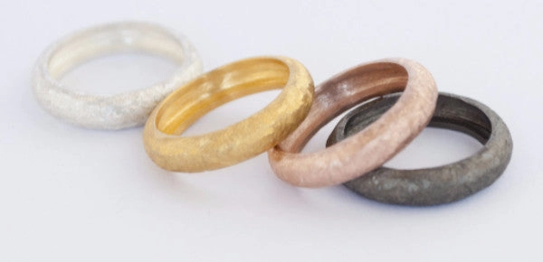 rose gold stacking ring, sterling silver stacking ring, textured pink stack ring