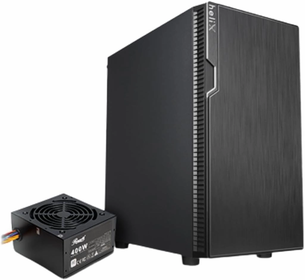 Rosewill FBM-X2-400-HELIX Micro ATX Mini Tower Desktop Gaming & Office PC Computer Case with Pre-Installed 400W Power Supply, 240mm AIO Support, 2X USB 2.0, 1 USB 3.0