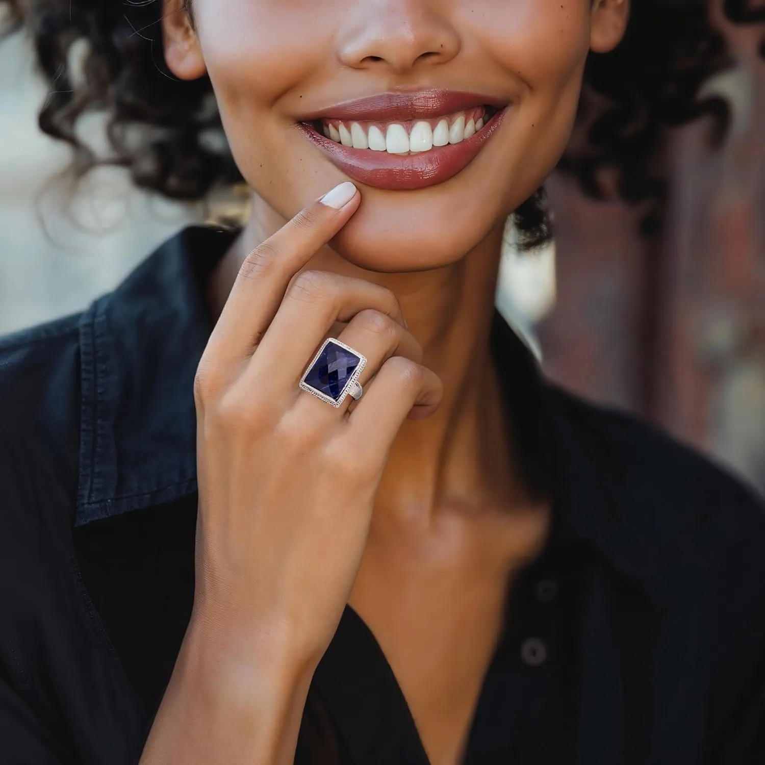 Ross-Simons 17.00 Carat Sapphire Roped-Edge Ring in Sterling Silver