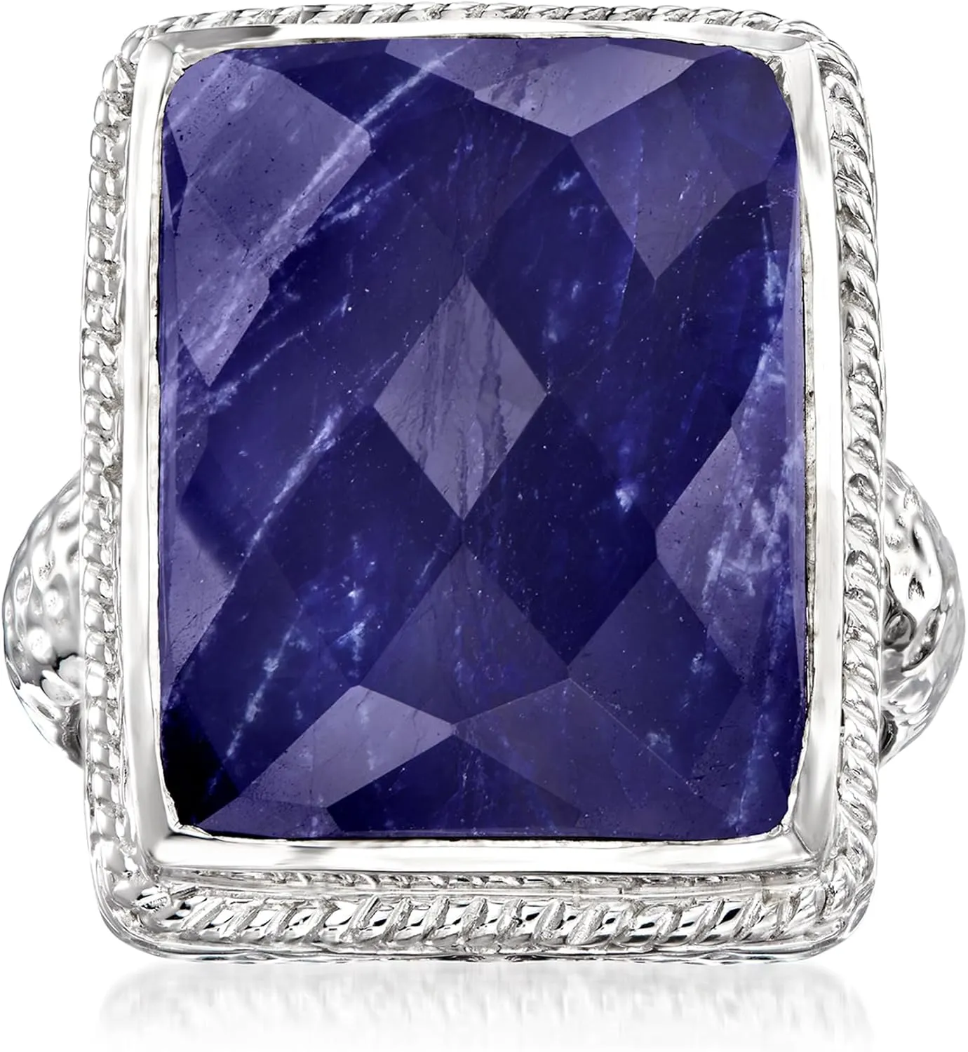 Ross-Simons 17.00 Carat Sapphire Roped-Edge Ring in Sterling Silver