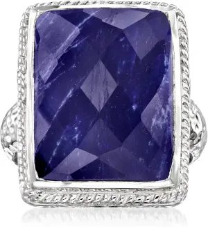Ross-Simons 17.00 Carat Sapphire Roped-Edge Ring in Sterling Silver