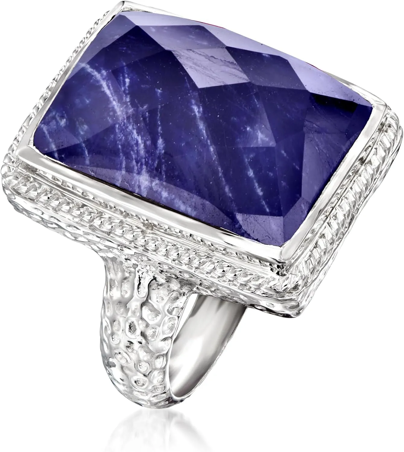 Ross-Simons 17.00 Carat Sapphire Roped-Edge Ring in Sterling Silver