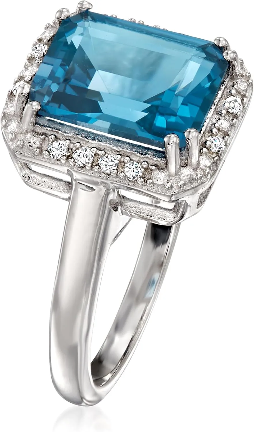 Ross-Simons 3.50 Carat London Blue Topaz Ring With Diamonds in Sterling Silver