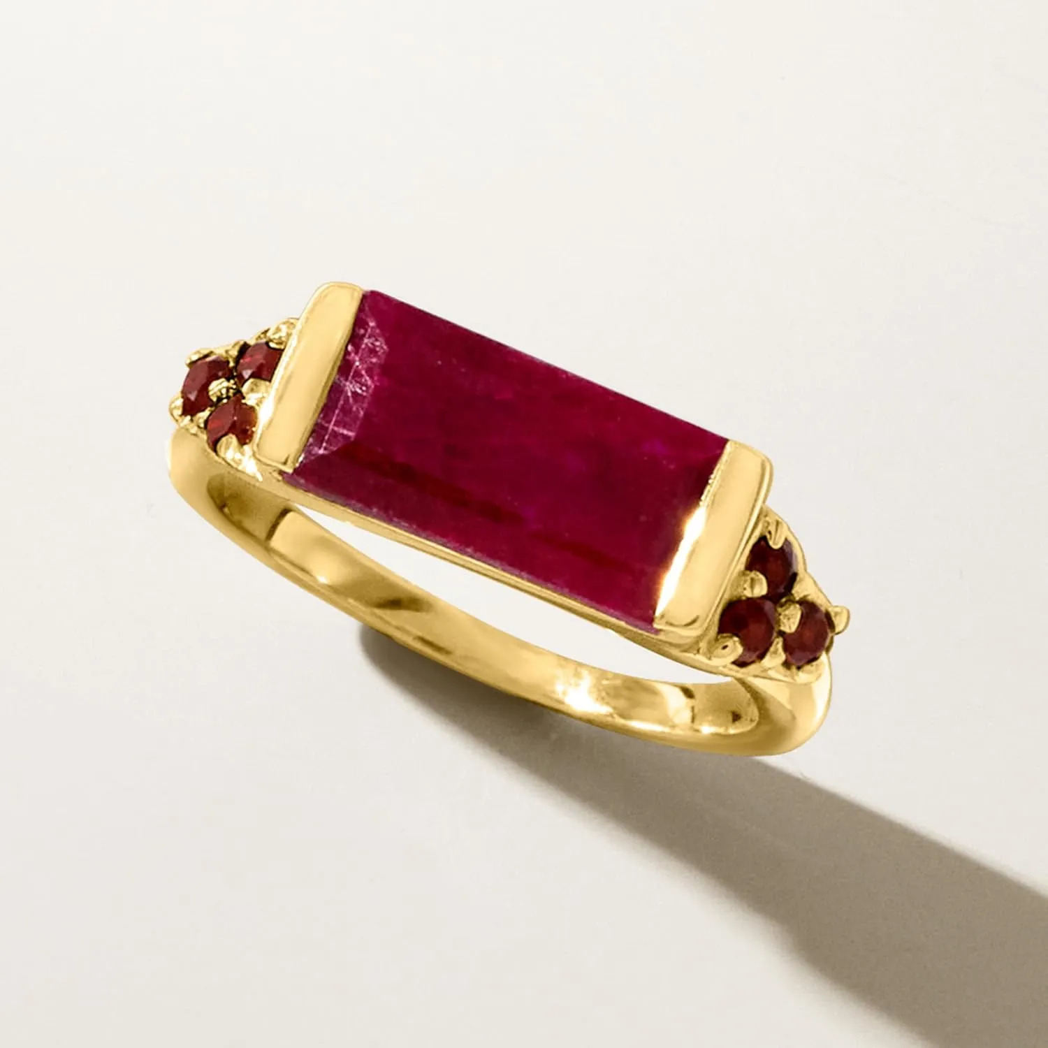 Ross-Simons 6.00 Carat Ruby and .50 ct. t.w. Garnet Ring in 18kt Gold Over Sterling