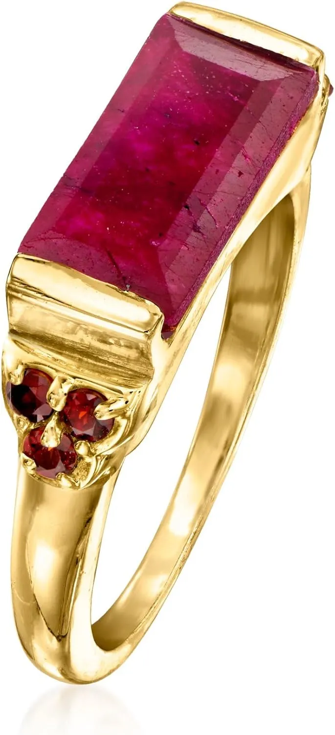 Ross-Simons 6.00 Carat Ruby and .50 ct. t.w. Garnet Ring in 18kt Gold Over Sterling