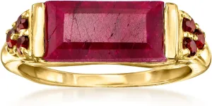 Ross-Simons 6.00 Carat Ruby and .50 ct. t.w. Garnet Ring in 18kt Gold Over Sterling