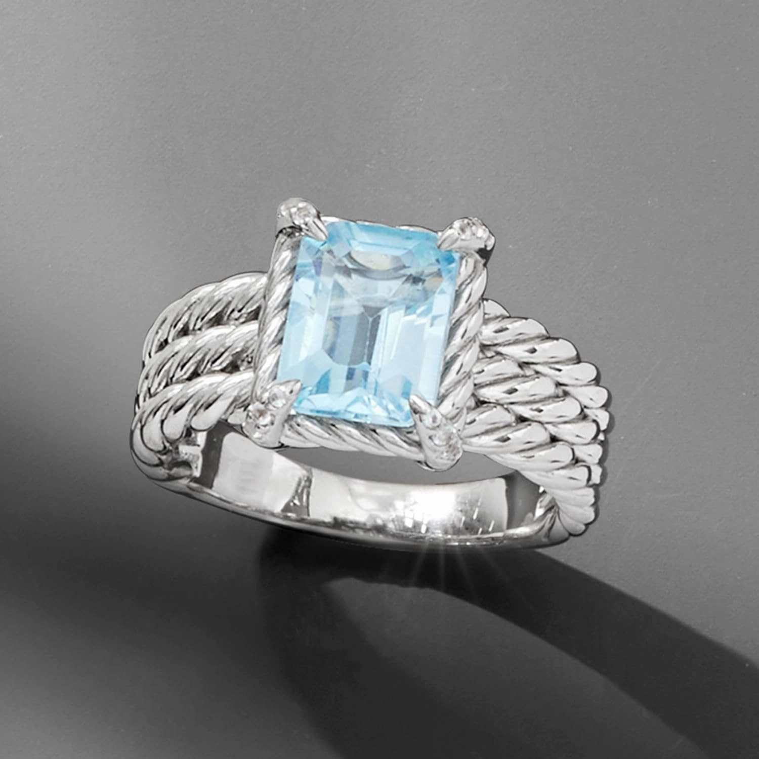 Ross-Simons 3.00 Carat Sky Blue Topaz Ring With White Topaz in Sterling Silver