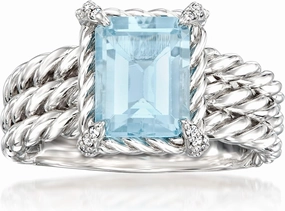 Ross-Simons 3.00 Carat Sky Blue Topaz Ring With White Topaz in Sterling Silver