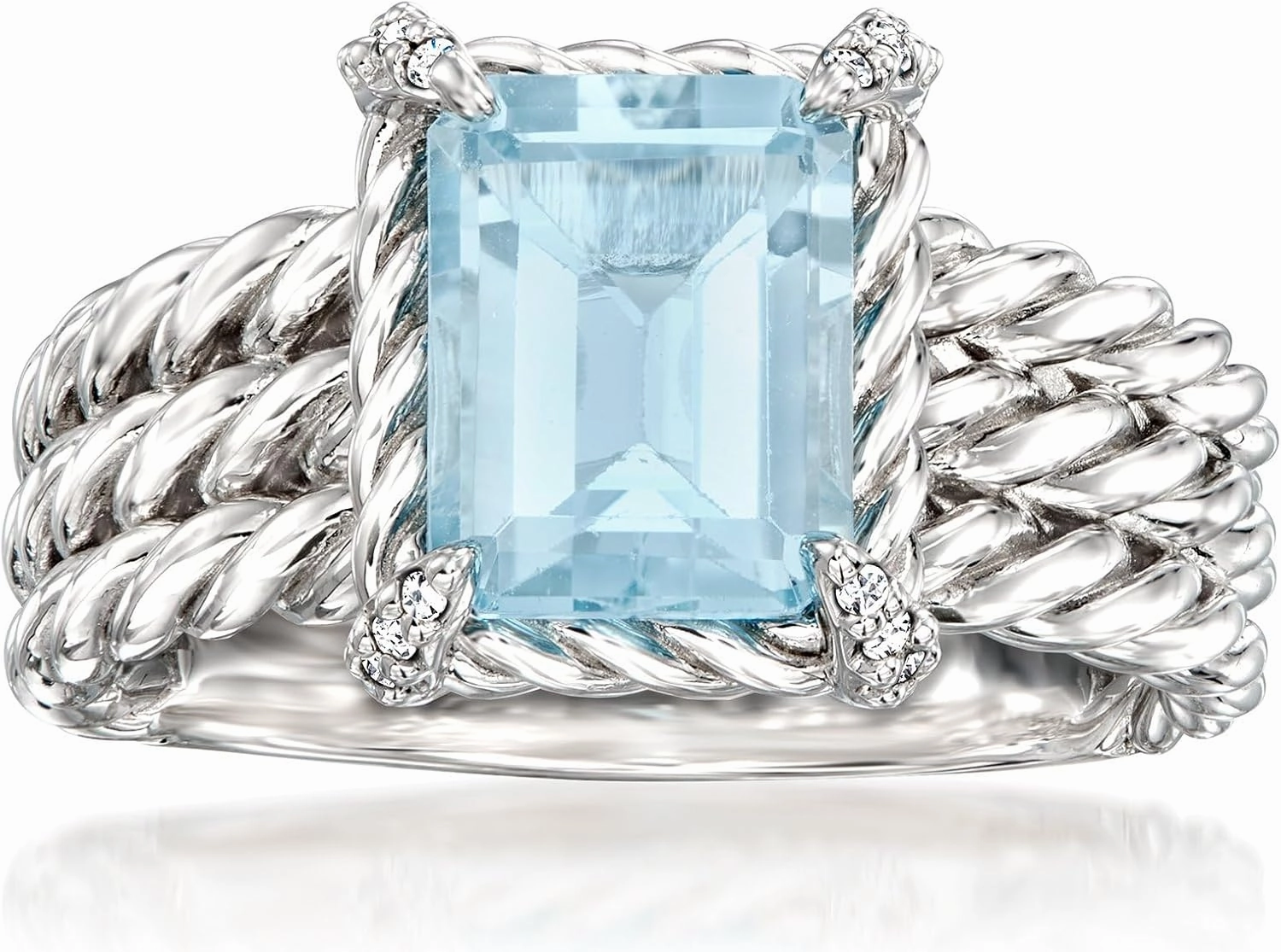 Ross-Simons 3.00 Carat Sky Blue Topaz Ring With White Topaz in Sterling Silver