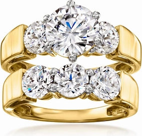 Ross-Simons 4.00 ct. t.w. CZ Jewelry Set: 2 Rings in 18kt Gold Over Sterling