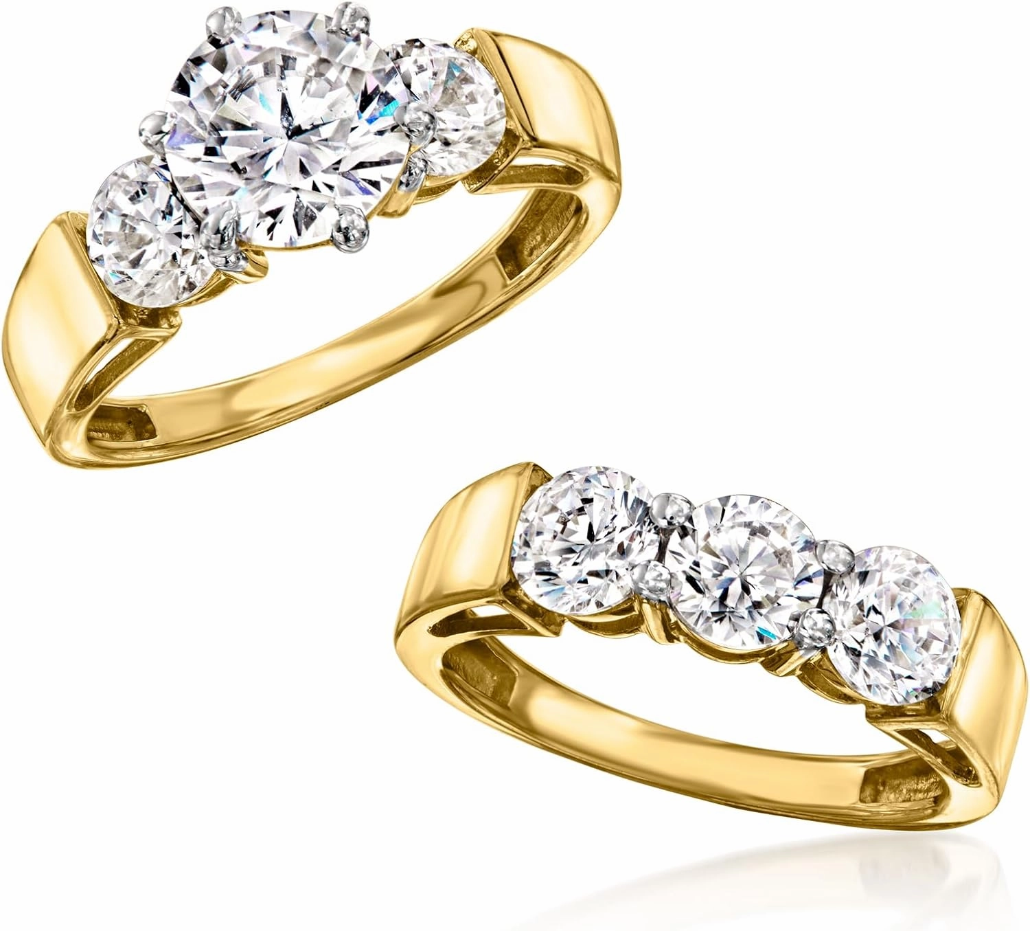 Ross-Simons 4.00 ct. t.w. CZ Jewelry Set: 2 Rings in 18kt Gold Over Sterling
