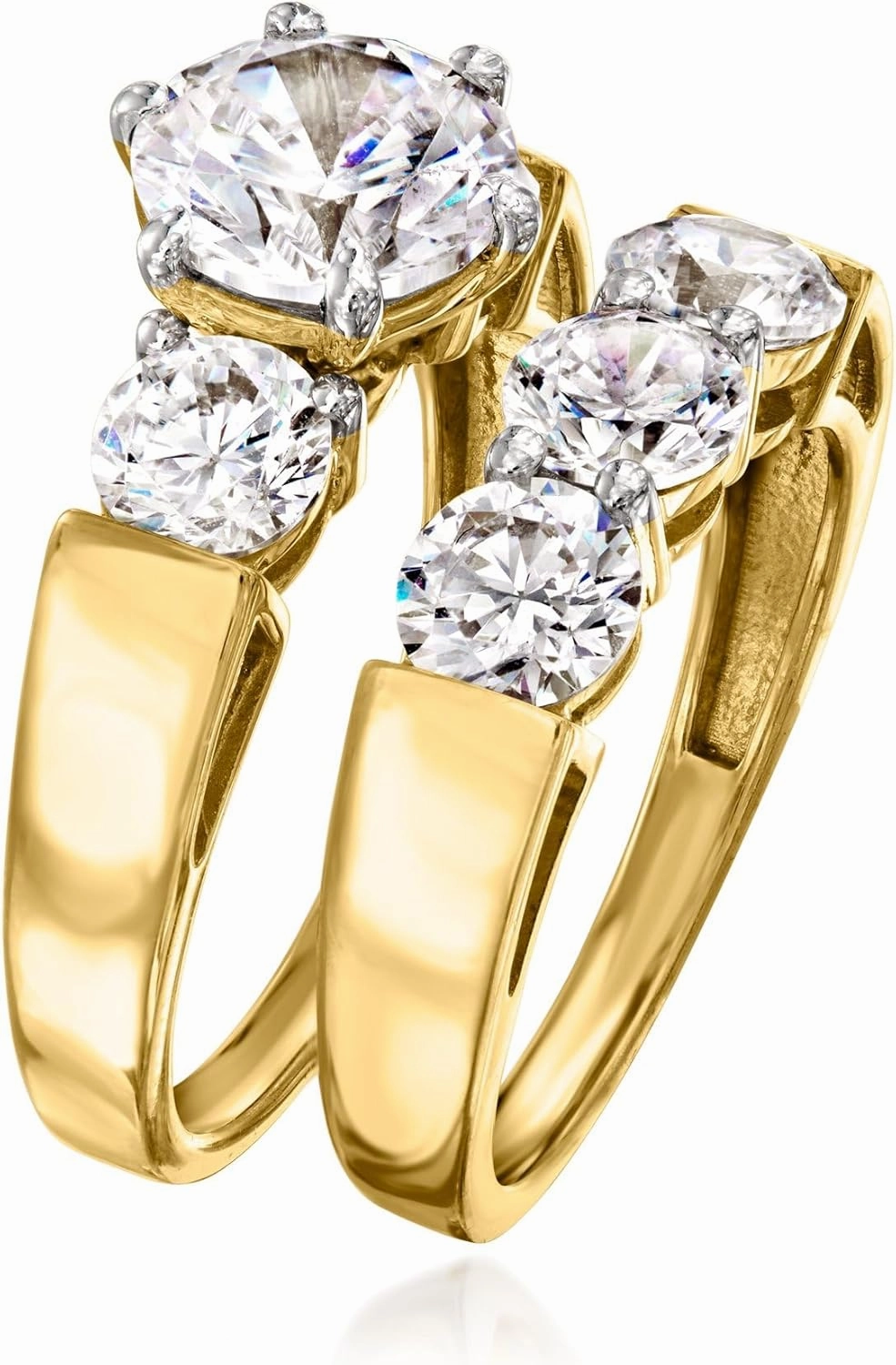 Ross-Simons 4.00 ct. t.w. CZ Jewelry Set: 2 Rings in 18kt Gold Over Sterling