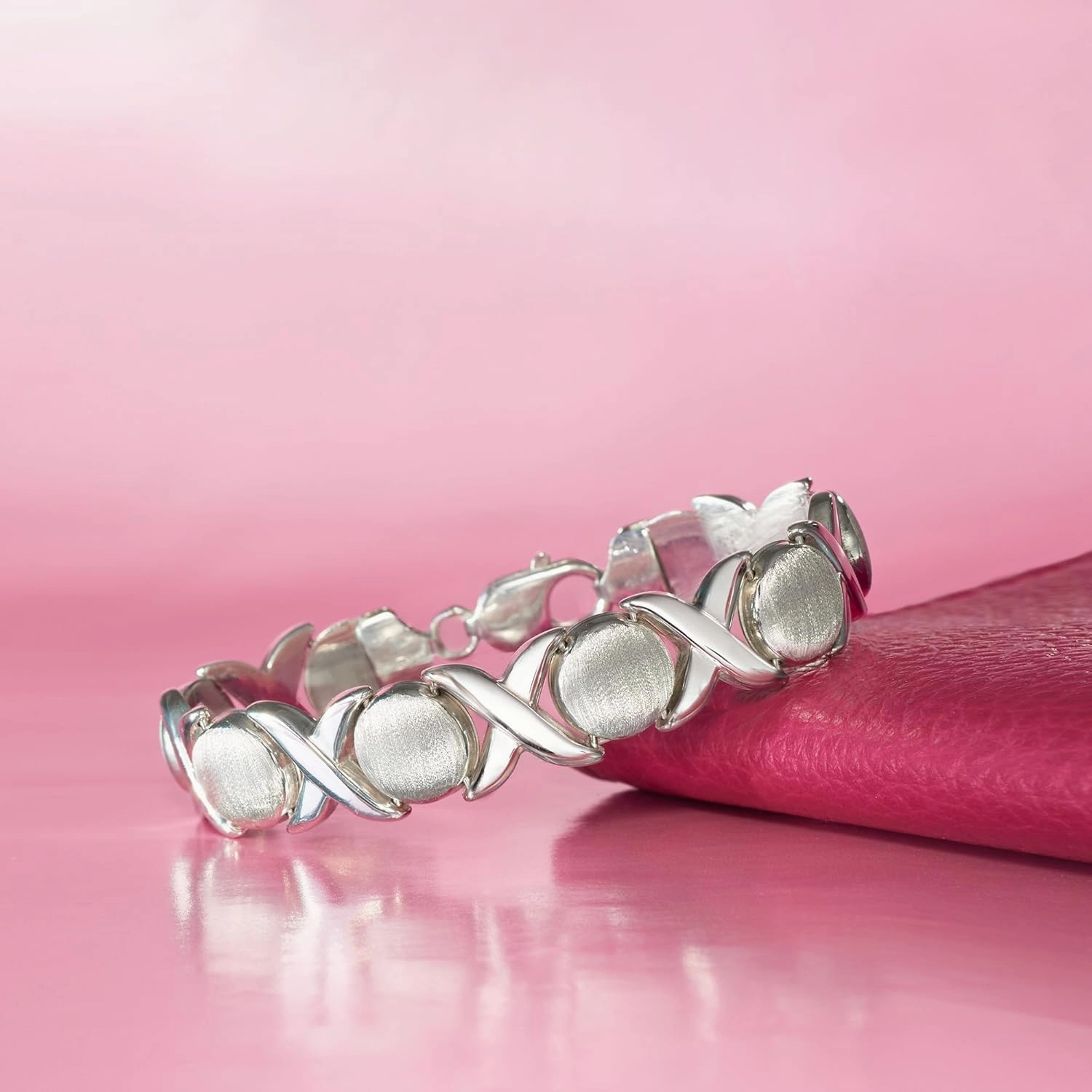 Ross-Simons Italian Sterling Silver Brushed and Polished Xo-Link Bracelet