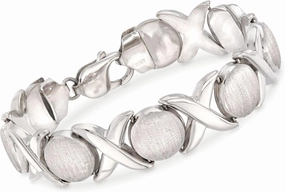 Ross-Simons Italian Sterling Silver Brushed and Polished Xo-Link Bracelet