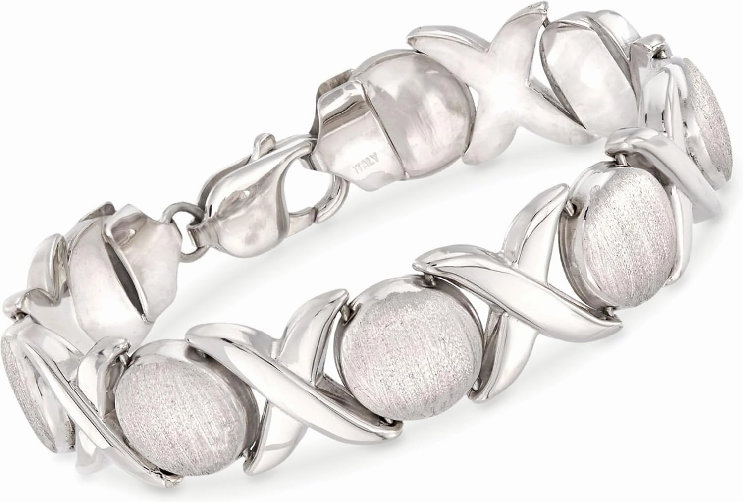 Ross-Simons Italian Sterling Silver Brushed and Polished Xo-Link Bracelet