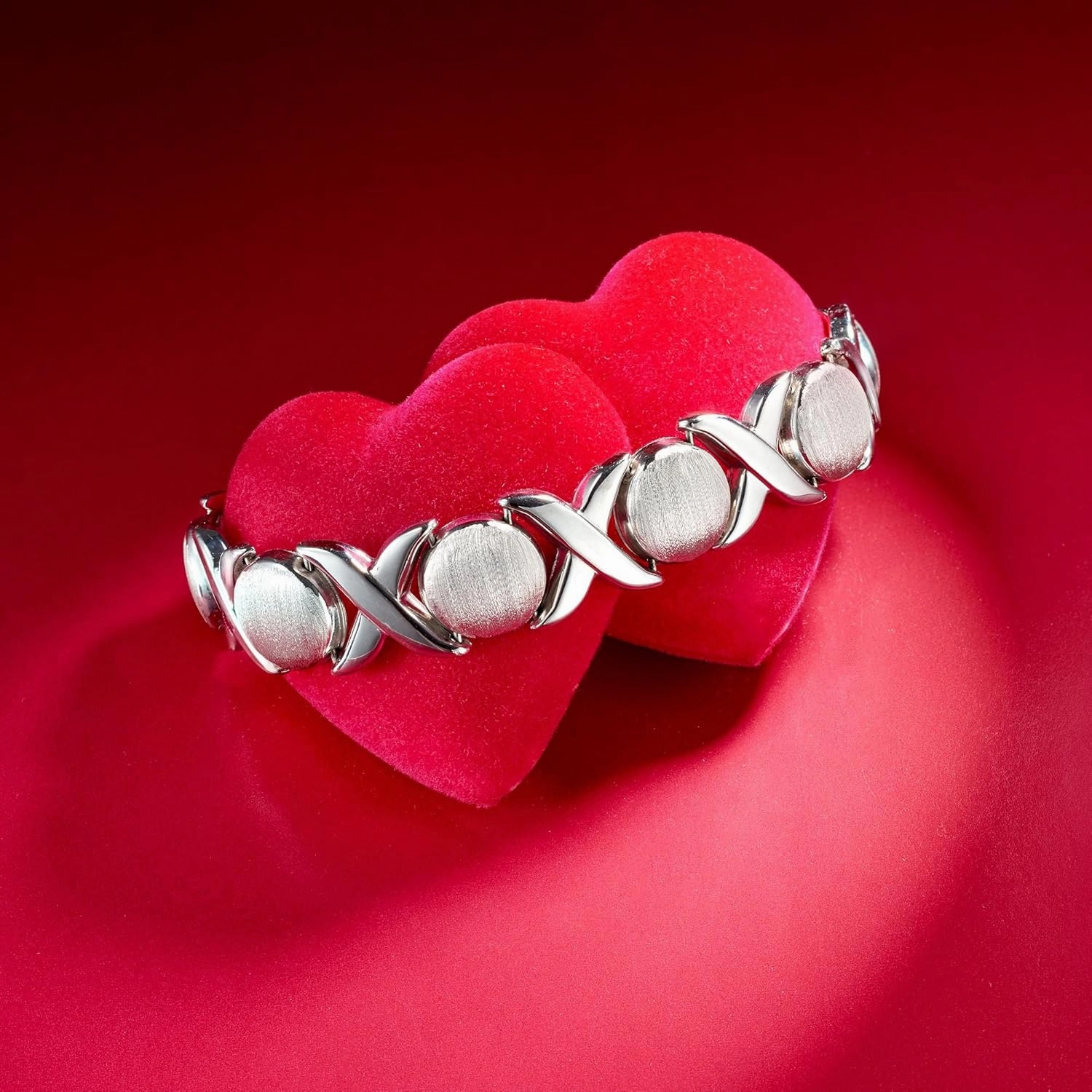 Ross-Simons Italian Sterling Silver Brushed and Polished Xo-Link Bracelet