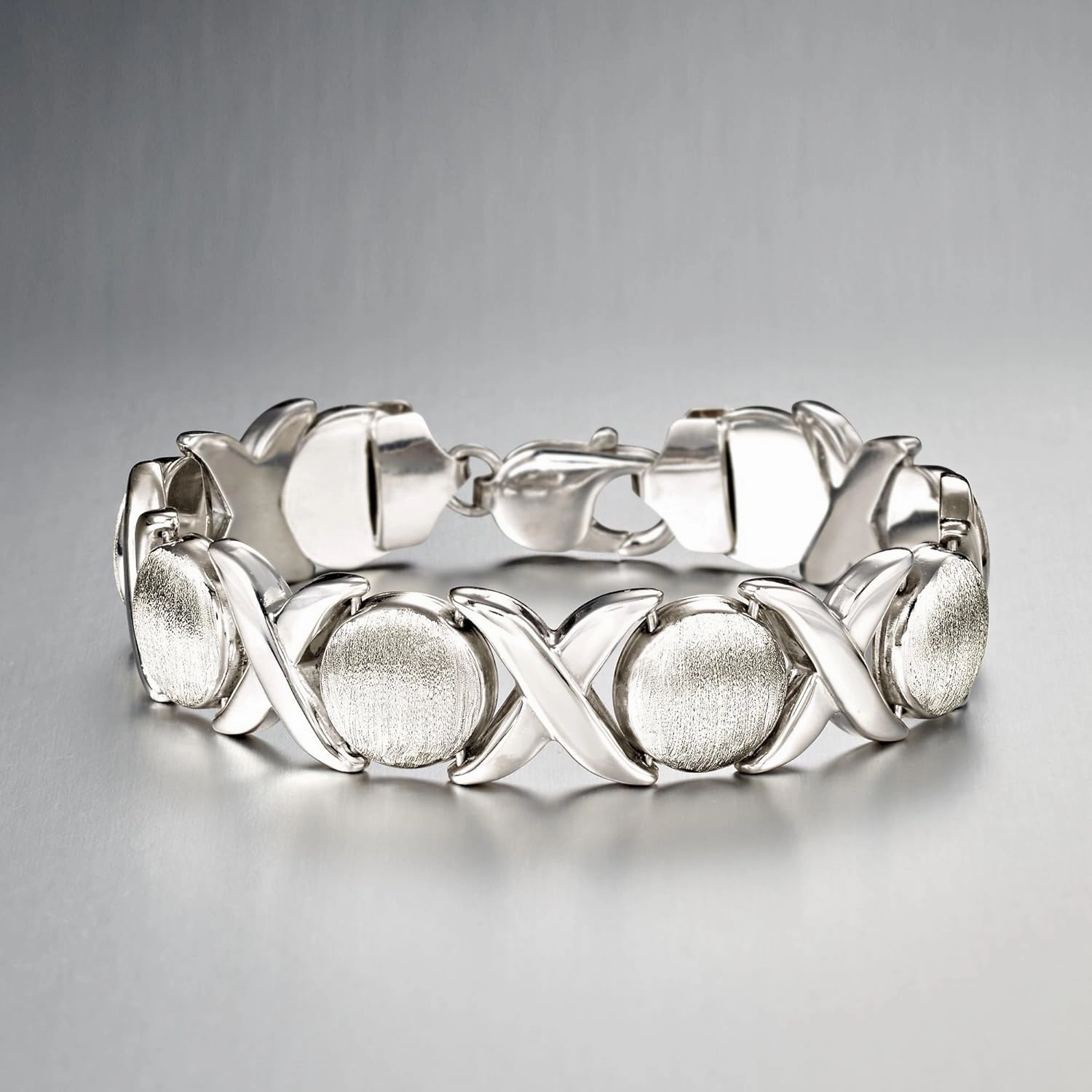 Ross-Simons Italian Sterling Silver Brushed and Polished Xo-Link Bracelet