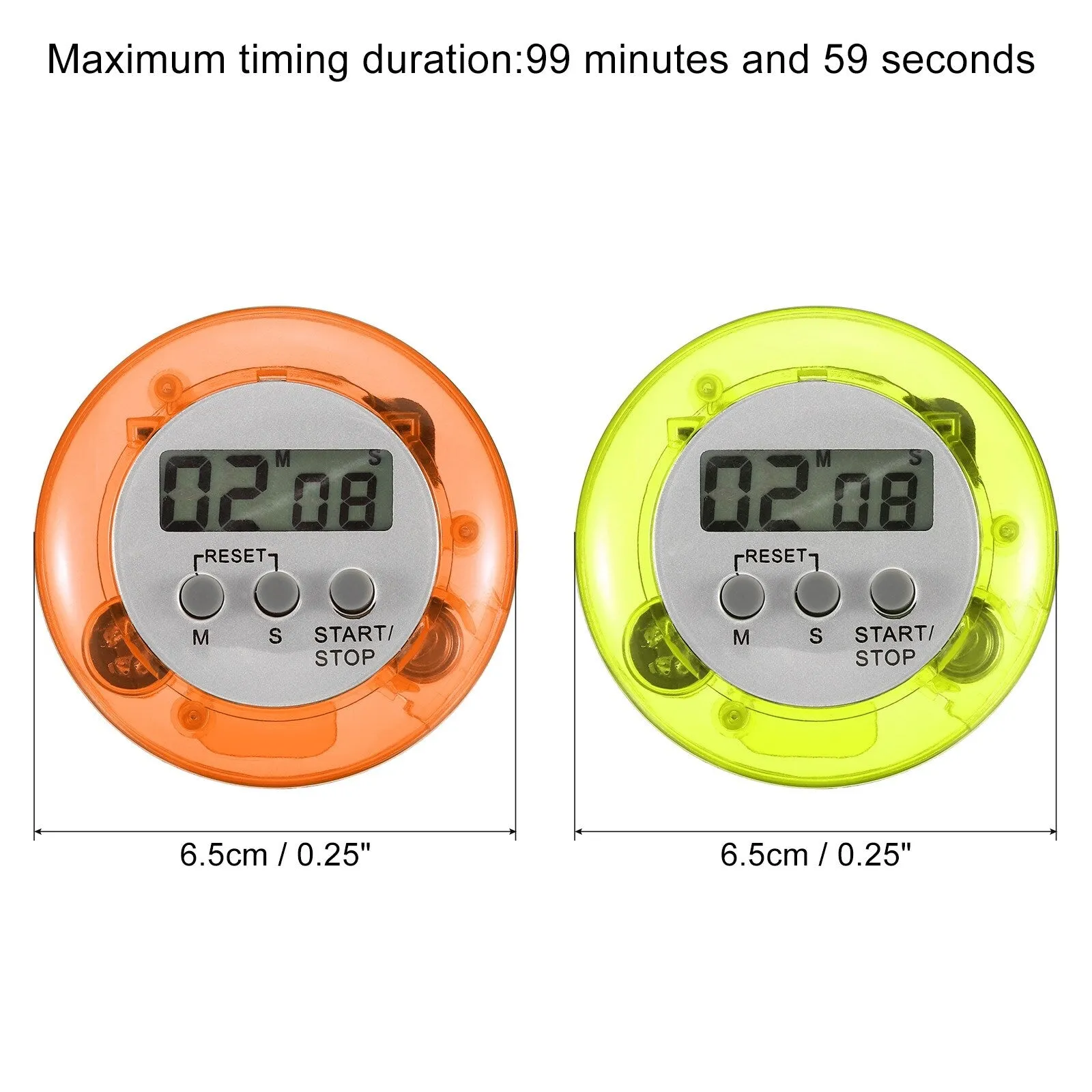 Round Digital Timer, Count Down UP Clock with Magnetic, LCD Display Green Orange - Green Orange