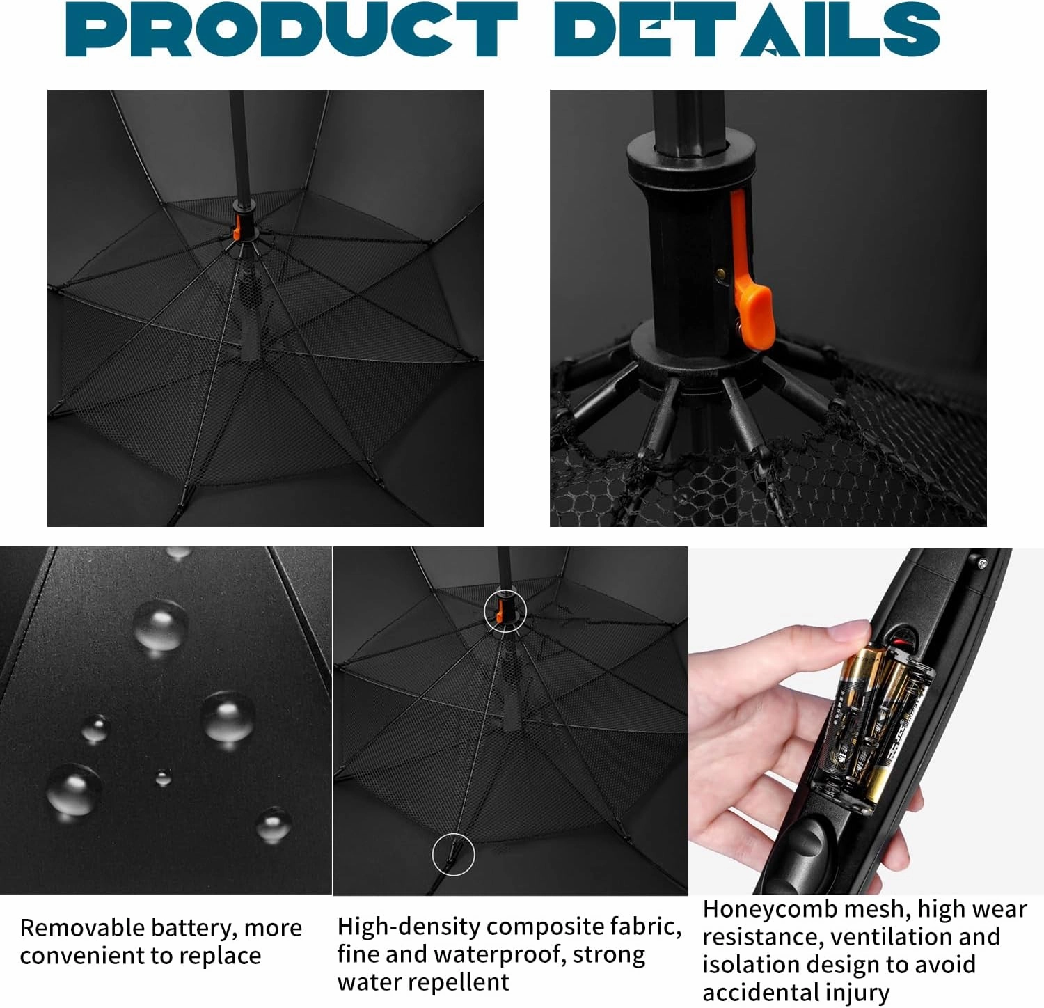 S-SNAIL-OO 3 in 1 Umbrella with Fan, Uv Blocking Umbrella with Fan and mister, USB Rechargeable Sun Umbrella for Outdoor, BBQ, Fishing, Beach